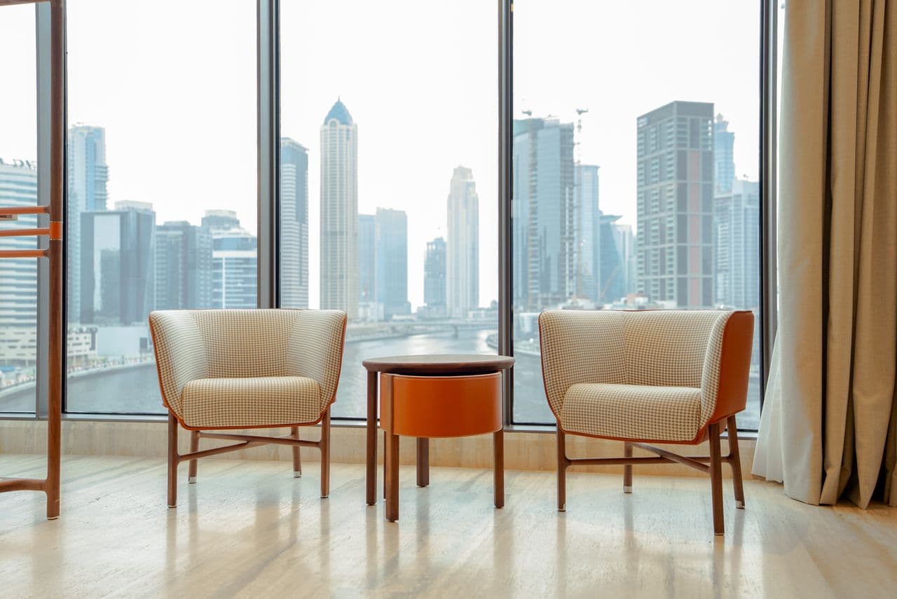 Luxury Dubai apartment with floor-to-ceiling skyline views